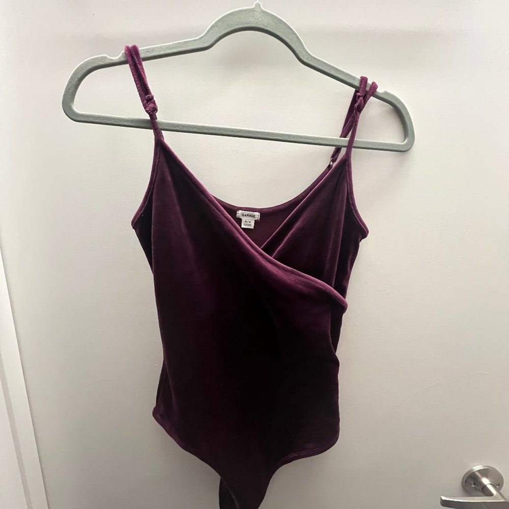 NWOT Garage Velvet maroon bodysuit